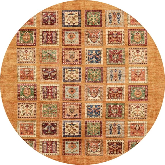 Ahgly Company Indoor Round Abstract Orange Abstract Area Rugs, 6' Round