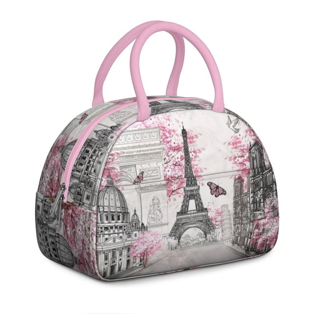 Paris Vintage Style Travel Backpack, Fashionable Girly Pink Bag for Exploring New Adventures