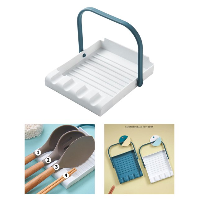Soporte para y tapa , tapa de plástico PP para tapa , soporte para estante, soporte para utensilios de cocina, organizador de Blanco Baoblaze tapa porta espátula
