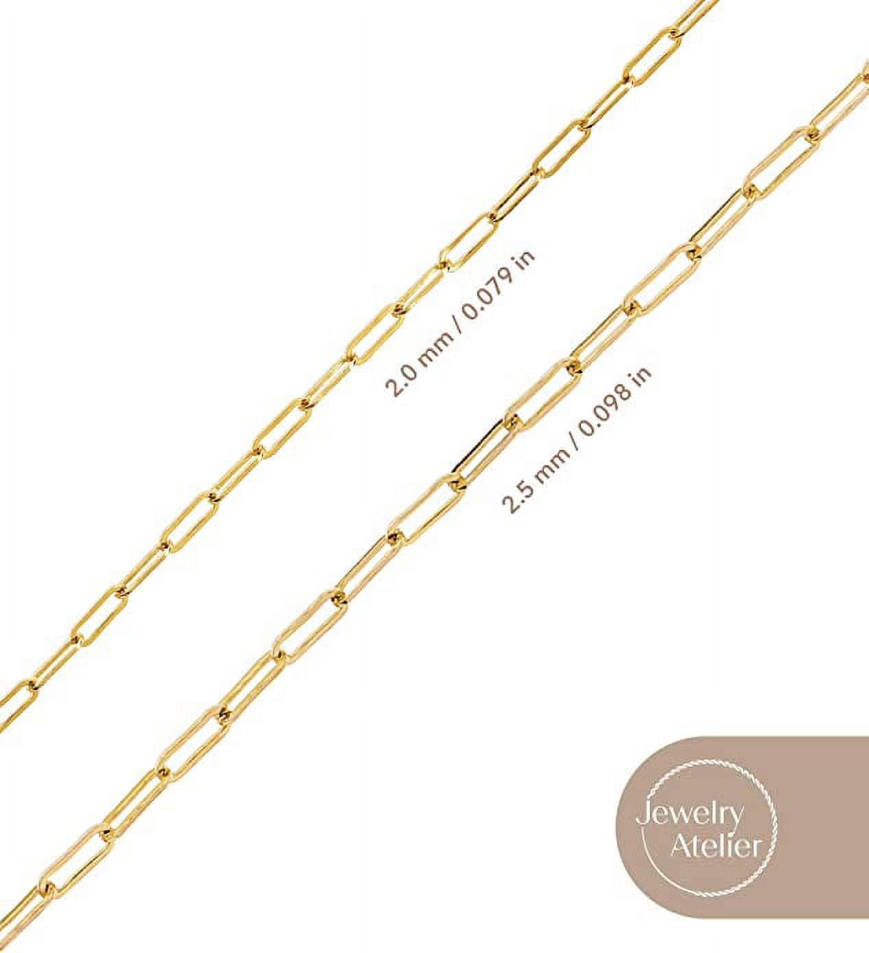 Jewelry Atelier Gold Chain Necklace Collection - 14K Solid Yellow Gold Filled Paper Clip Link Chain Necklaces for Women and Men with Different Sizes (2.0mm, 2.5mm)