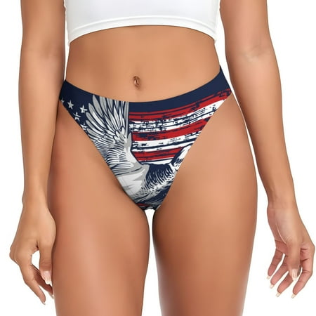 Adobk Mallard Duck With American Flag Print Seamless Women Underwear Thongs No Show Ladies Thong No Line Breathable Comfortable Panties Undies for Women-Medium