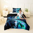 thumbnail image 4 of Manfei Safari Animal Twin Comforter Sets,Northern Lights Bedding Set,Black Green,Black Reversible,2pcs,1 Comforter and 1 Pillowcase, 4 of 7