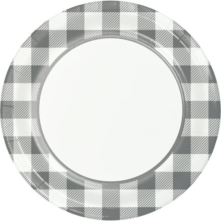 

8 3/4 Dia. Round Gray And White Check Dinner Plate Pack of 8