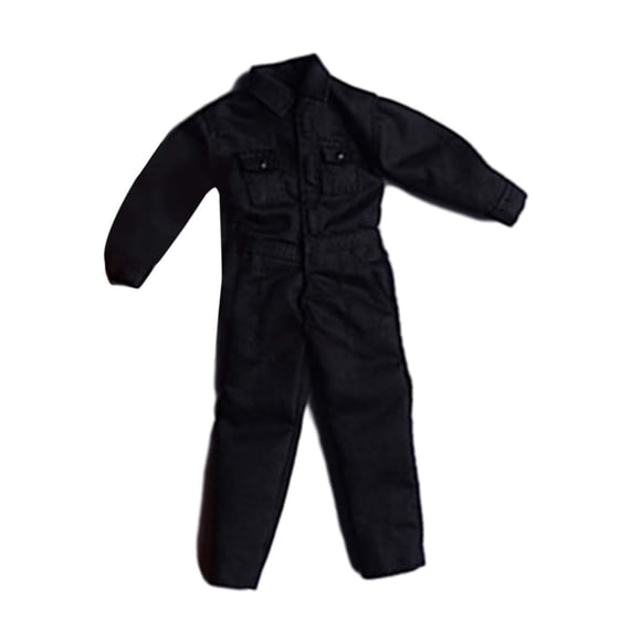 Figura de acción 1/12 Ropa de muñeca Ropa de muñeca Mono Ropa en miniatura Uniforme para Negro