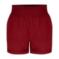 thumbnail image 4 of Casual Cotton Linen Shorts for Women Drawstring Elastic Waist Plus Size Summer Comfy Lounge Shorts with Pockets, 4 of 8