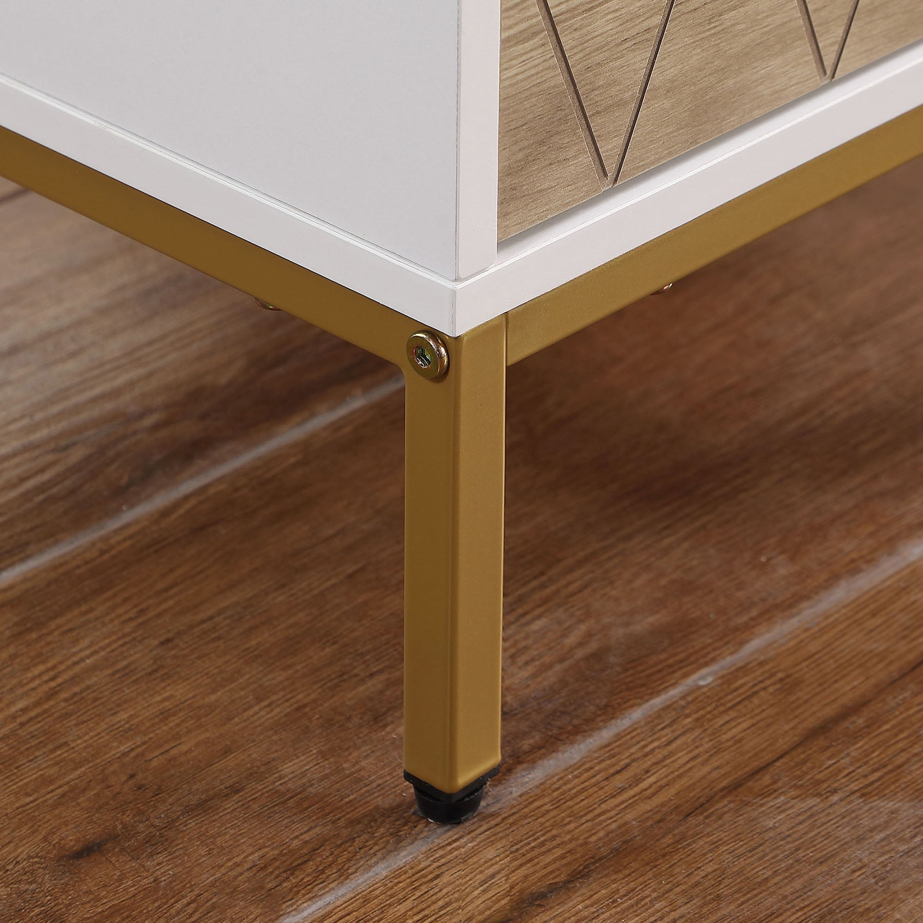 Chic Bedside Table with 3 Drawers, Perfect Modern Nightstand for Bedroom Spaces，Natural+White