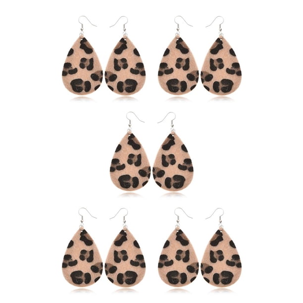 Sonducket 1 par de pendientes con estampado de leopardo geométrico de piel sintética adornos de joyería de moda accesorio de moda para mujeres y niñas Tipo 2 5piezas Sonducket CBP233688
