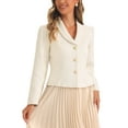 thumbnail image 4 of INSPIRE CHIC Tweed Blazers for Women's Lapel Collar Open Front Long Sleeves Blazer Jackets XS White, 4 of 6