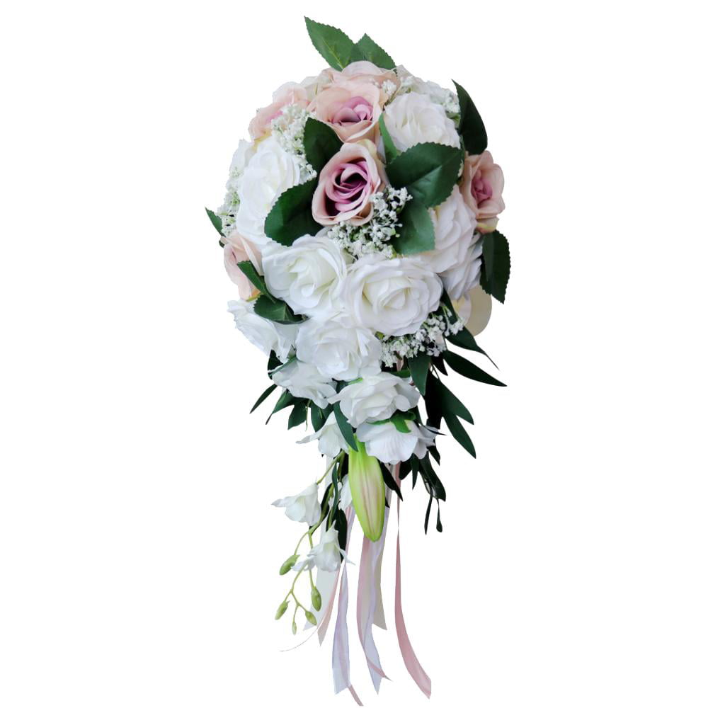 Realistic Wedding Bride Bouquet Hand Tied Flower Holiday Party Supplies 