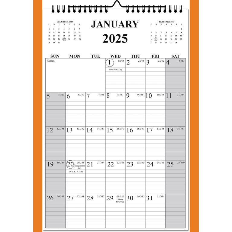 2025-wall-calendar-11-x-17-spiral-binding-large-blocks-holidays-julian-dates-hanging-hook-january-december-walmart-com