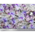 thumbnail image 3 of Soimoi Purple Rayon Fabric Stripe,Floral & Butterfly Printed Craft Fabric by The Yard 42 Inch Wide, 3 of 3