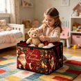 thumbnail image 4 of Christmas Storage Bin with Lid, Foldable Polyester Santa Pattern Holiday Organizer Box with Zipper & Carrying Handles, Xmas Decor Storage Container for Closet Bedroom Home Decoration, 4 of 4