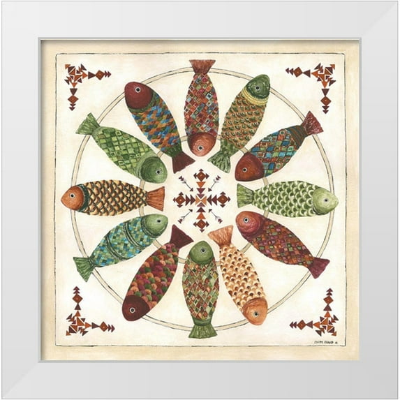 Shamp, Cindy 26x26 White Modern Wood Framed Museum Art Print Titled - Wild Fish