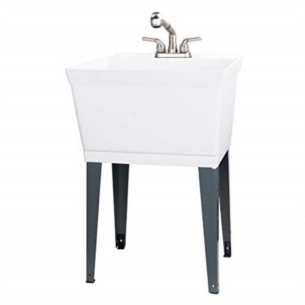 Utility Sink Laundry Tub With Pull Out Faucet Sprayer Spout