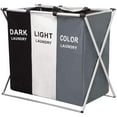 thumbnail image 1 of 3 Section Laundry Basket, Foldable Laundry Hamper/Sorter with Aluminum Frame, Washing Clothes Storage for Home, Dormitary (Dark+Light+Color), 1 of 8