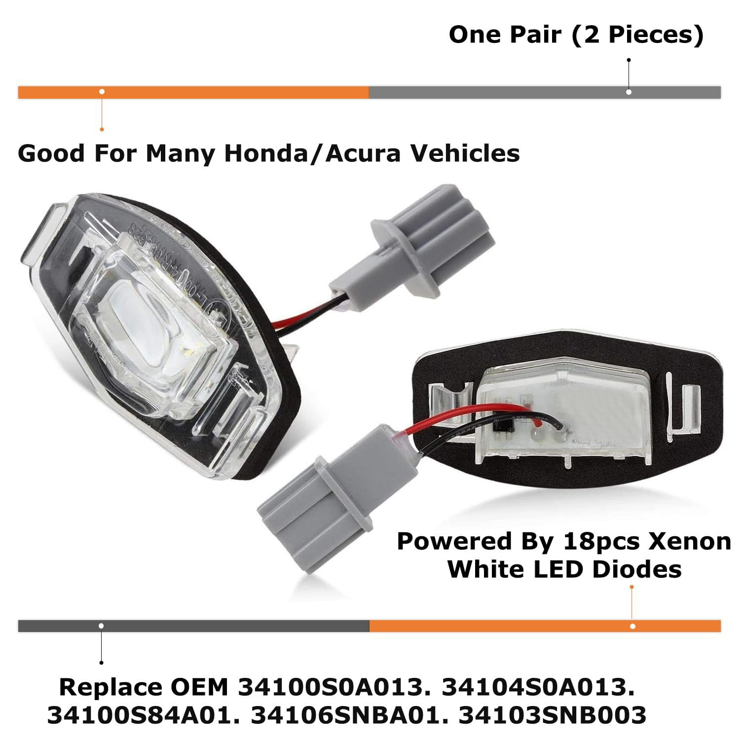 Super Bright Ice Blue Aqua Full LED License Plate Light Kit For Acura MDX RL TL TSX ILX Honda Civic Accord Odyssey