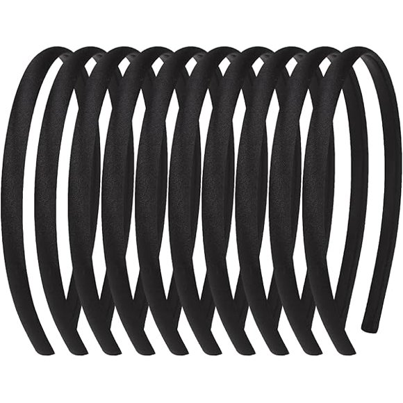 wonima44 Black Headbands for Girls 10Pcs DIY Craft Head Bands Hard Thin Headband Rubber Plastic Hairbands for Kids Teens Party Favors