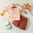 thumbnail image 2 of Kids Toddler Boys Shorts Set Casual Short Sleeve Floral Prints T Shirt And Shorts Set Gentleman Two Piece Clothes Set Summer Outfits,Size 3 Years 4 Years, 2 of 6