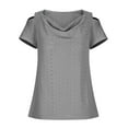 thumbnail image 3 of Hvot&aat Women's O-Ring Cold Shoulder Tops Hollow Out Eyelet Short Sleeve T-Shirts Casual Solid Cold Going Out Tops, 3 of 4