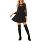 thumbnail image 1 of INSPIRE CHIC Vestido Mini de Manga Larga de Malla con Cuello de Lazo para Mujer Negro XL, 1 of 1
