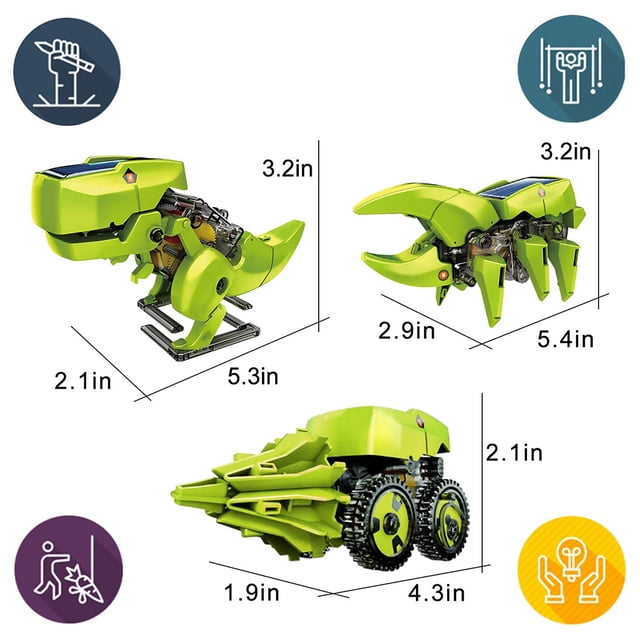 Kit de construcción de Robot de dinosaurios solares educativos 3 en 1, dinosaurios DIY, Robot con energía Solar, juguetes educativos para niños y niñas