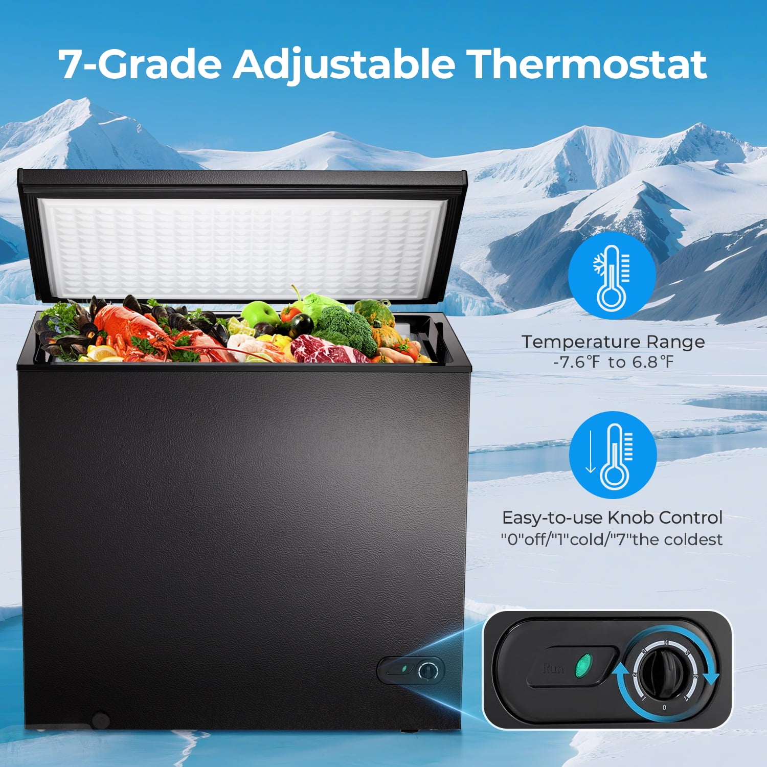 WAA 7 cu.ft. Chest Deep Freezer with Adjustable Temperature