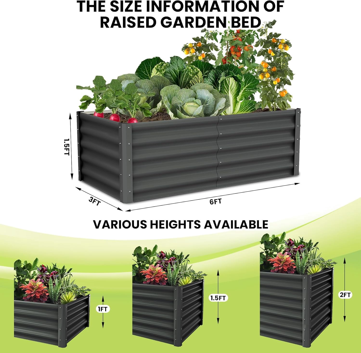 Galvanized Raised Garden Bed,Outdoor Planter Box Metal Patio Kit,Outdoor Rectangular Metal Planter,Planting Bed for Vegetables Flowers Herb