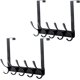 thumbnail image 1 of Perchero de puerta, 5 ganchos para colgar ropa, toallas y abrigos, perchero para colgar sobre la puerta (paquete de 2, negro), 1 of 5