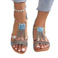 thumbnail image 1 of KAMUCC Women's Sandals with Wedge Design High Heel Rhinestone Bands and Elastic Strap Versatile for Outdoor and Beach, 1 of 5