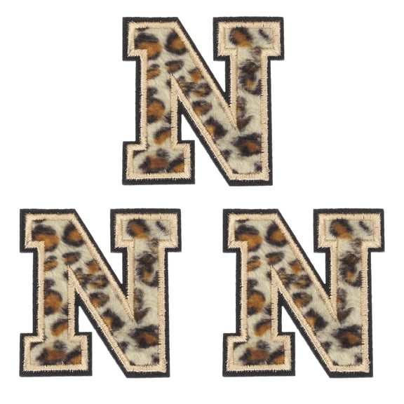 Uxcell Letters N Patches Leopard Iron-On Letters N Patch 6CM/2.36" Hot Melt Adhesive Process for Clothing Repair 3PCS