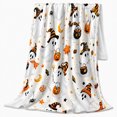 thumbnail image 2 of Playful Cartoon Ghosts Pumpkins decorative motif autumn celebration Whimsical Pattern, Warm Flannel Blanket for Living Room and Reading Nook, Festive autumn celebration Scene, Festive Home Decor, 2 of 9