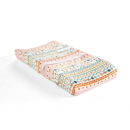 UPC: 0194938037617 | Lush Decor Boho Metallic Hearts Soft & P Changing Pad Cover Pink/Orange Single 16X32X5