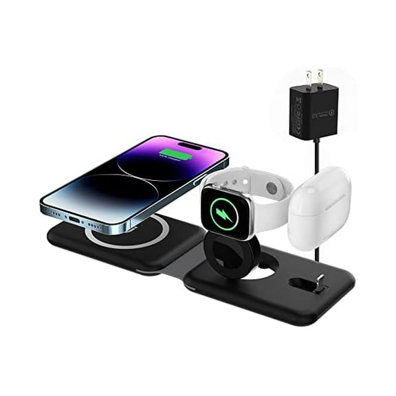 FU19993 in 1 Wireless Charger, Foldable Magnetic Charging Station, Fast Travel Wireless Charging Pad for Multiple Apple Devices