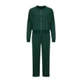 thumbnail image 5 of UYISJ Two Piece Sets for Women Going Out Zipper Sweatsuits Casual Straight Leg Pants Set 2 Piece Travel Outfits with Pockets Green L, 5 of 7