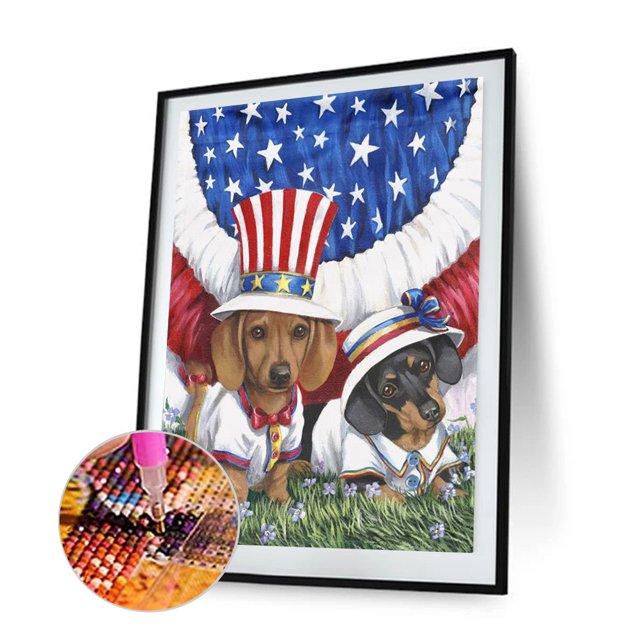 Cuadros Decorativos Kit de pintura de diamantes 5D bandera con perro Diamantes cuadrados DIY Ehuebsd embutido en tela