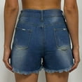 thumbnail image 5 of Wutalume Jeans for Women Denim Shorts Frayed Hem Distressed, Slim Fit Jean Shorts with Stretch for Summer Casual Style,Blue 2XL, 5 of 5