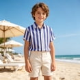 thumbnail image 2 of LIIPEE Fashion Stripes Graphic Button Up Shirts For Boys Short Sleeve Turn Down Collar Beach Shirt Kids Casual Cute Summer Tops,11-12 Years, 2 of 5