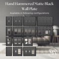 thumbnail image 5 of Monarch Abode 2-Gang Rocker Wall Plate, Hand Hammered Decorator Metal Switch Wall Plate, Decorative Light Switch Cover Plate for Electrical Outlet, Matte Black, Pack of 2, 5 of 5