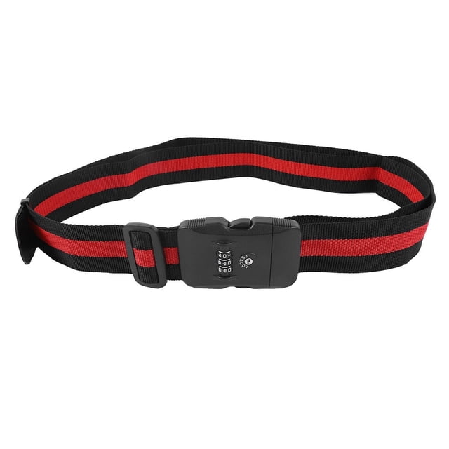 Correa de equipaje Correas cruzadas Cinturón de maleta de viaje Cerradura de combinación TSA (Negro + Rojo)