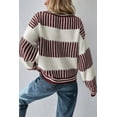 thumbnail image 3 of Women's Brown Two Tone Striped Drop Shoulder Sweater – Cozy Casual Autumn Wear [ZhiHiMeRi] | L, 3 of 7