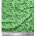 thumbnail image 1 of Soimoi Green Georgette Viscose Fabric Black Sketch Floral & Paisley Printed Fabric 1 Yard 42 Inch Wide, 1 of 3