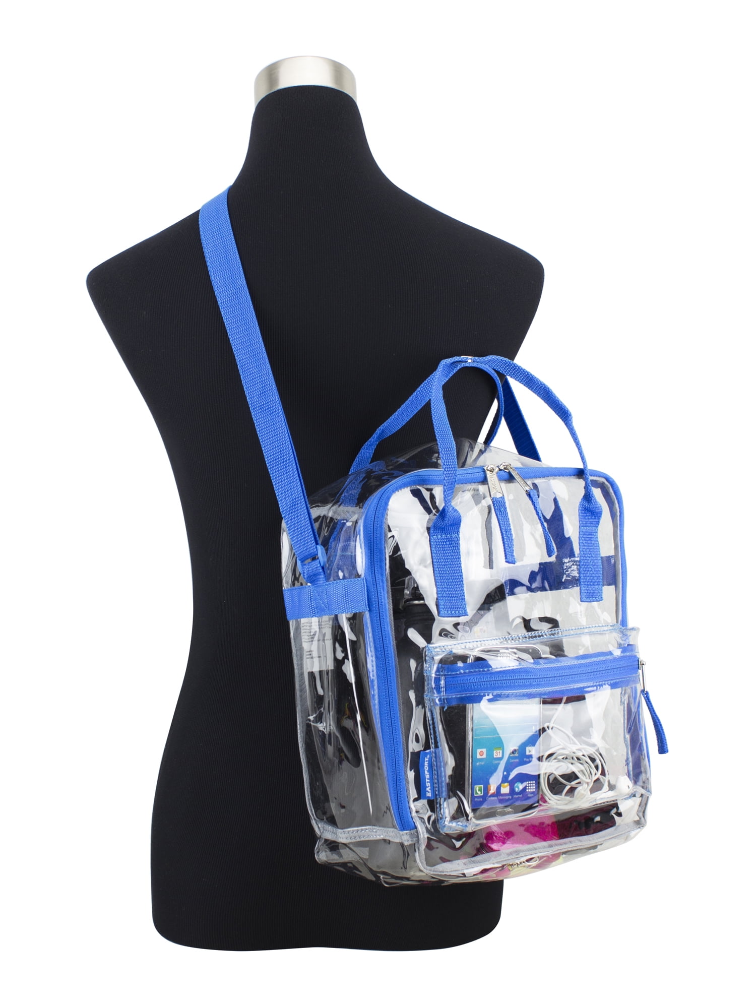 Eastsport Unisex Stadium Approved Clear Handbag Tote Crossbody, Royal Blue