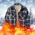 thumbnail image 3 of Men's Men for Coat Casual Plush Plaid Print Turn-Down Collar Coat Long Sleeve Pocket Jacket Coat Flannel Coats Men Jacket Winter Men S Outerwear Mens Winter Work Coats gift, 3 of 3