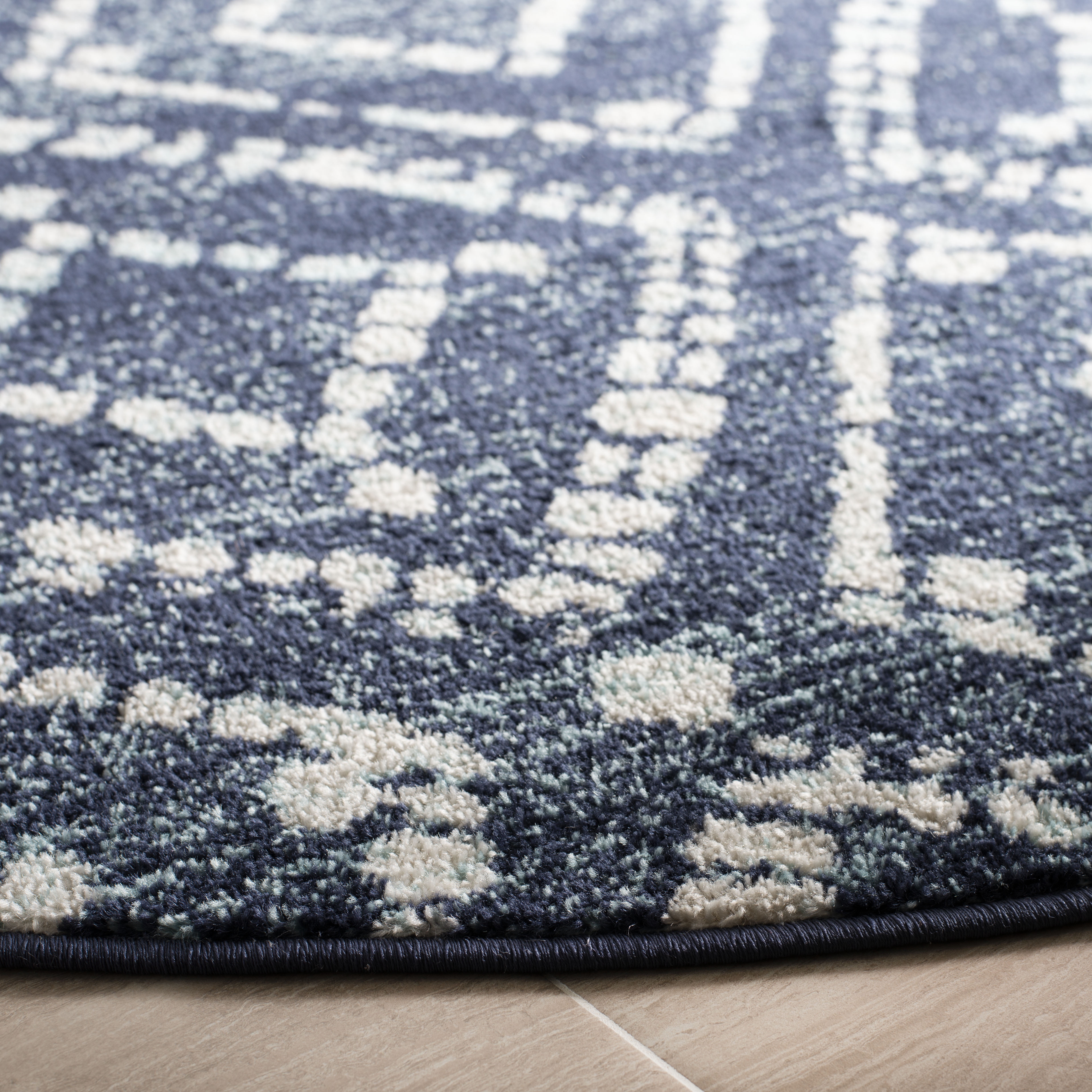 Safavieh Adirondack Lecia Geometric Area Rug, Navy/Ivory, 10' x 10' Round