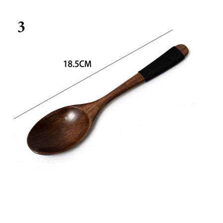 

High Quality Handmade Utensil Cereal Dinnerware Natural Wooden Spoon Dinner Kit Home Cookware Rice Soups Spoons 3