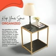 thumbnail image 4 of Kings Brand Furniture Side End Table – Black Faux Marble Shelves & Gold Metal Frame for Bedroom & Living Room, 4 of 10