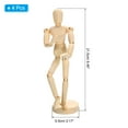thumbnail image 2 of Uxcell 8" Wooden Mannequin Figure, Artist Drawing Manikin Model Flexible Movable 4Pack, 2 of 6