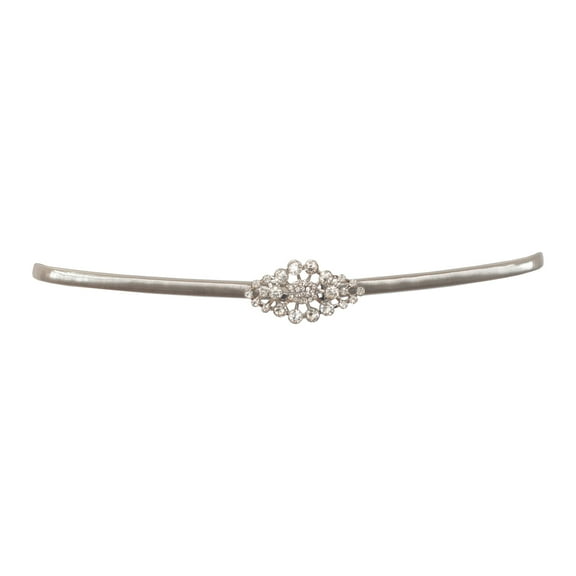 eVogues Plus size Rhinestone Pendant Buckle Metal Elastic Waist Belt Silver Tone