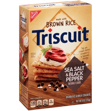 Nabisco Triscuit Brown Rice Sea Salt & Black Pepper Crackers, 9 oz