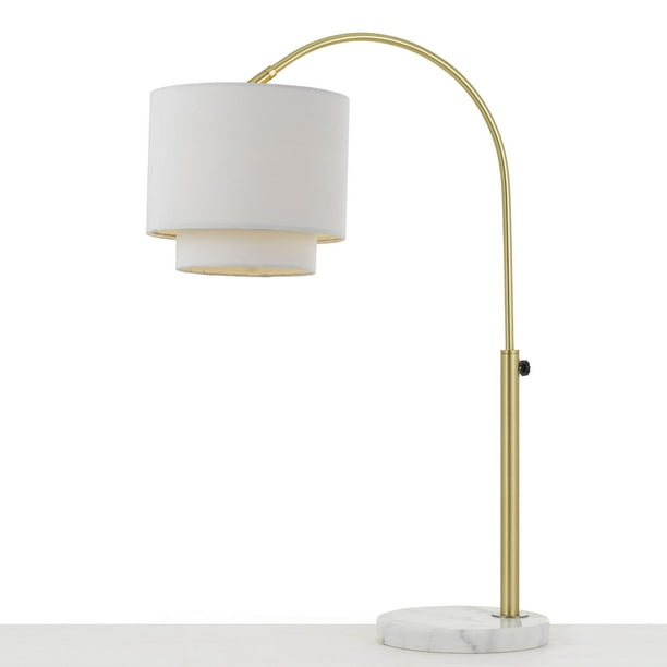 Af Lighting Arched Table Lamp In Brushed Gold With Fabric Shade Com Af Lighting Arched Table Lamp In, Brushed Gold Desk Lamps